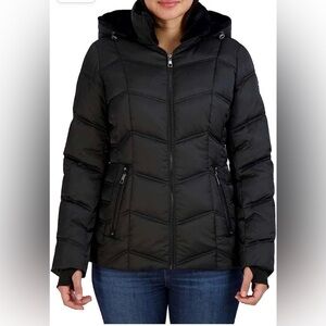 Nautica Women's Hooded Midweight Puffer Jacket Detachable Hood Size XS